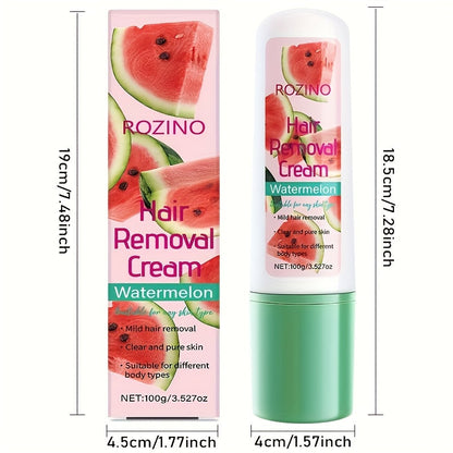 Watermelon Scent Depilatory Cream 100g with Squalane - Instant Hair Removal Semi-Permanent 3-Month Results Non-Irritating for Face Lips Armpits Legs Arms Bikini Area Women Sensitive Skin