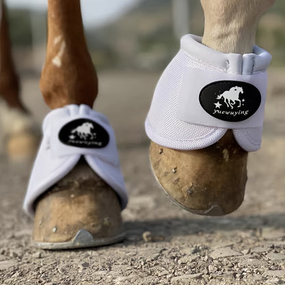 Horse Bell Boots Non-Turning Durable Protective Horseshoe Overreach Boots for Horses, Pair, S/M/L Available in Black Red White Royal Blue, Equine Hoof Protection Riding Gear