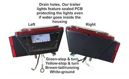 12V LED Trailer Tail Lights Kit - Stop, Turn Signal, Brake & License Plate Light for Trailers Under 80" - Boat, RV, Camper, Truck