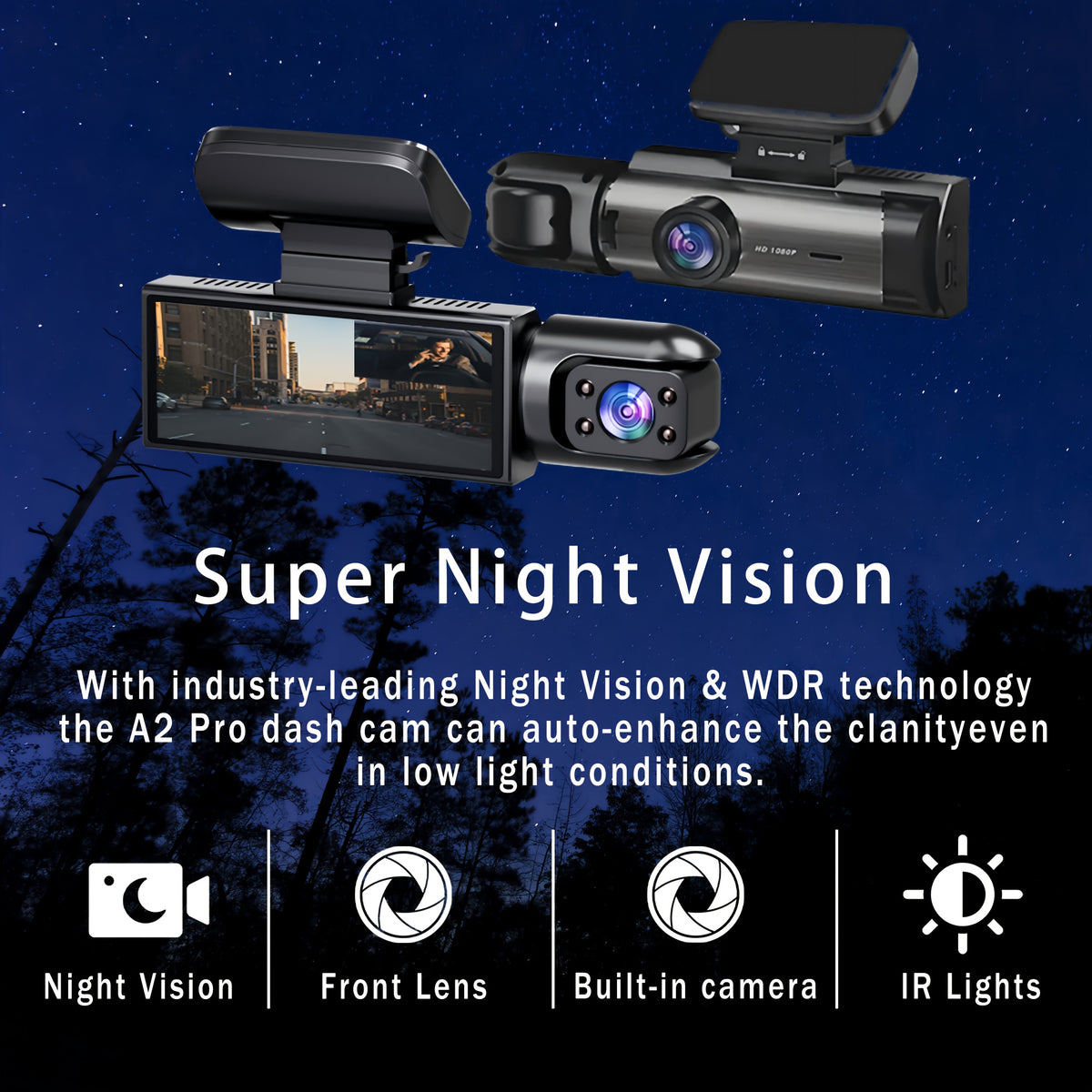 BCUOZ Dual Lens/Four Lens Car Additions 1080P Dashcam, 1080P Front And 720P Inside/Left/Rear Cameras, Adjustable Multi-Angle, 3.16-Inch Display, Infrared Night Vision, Wide Angle, Loop Recording, 12-24V Car Plug