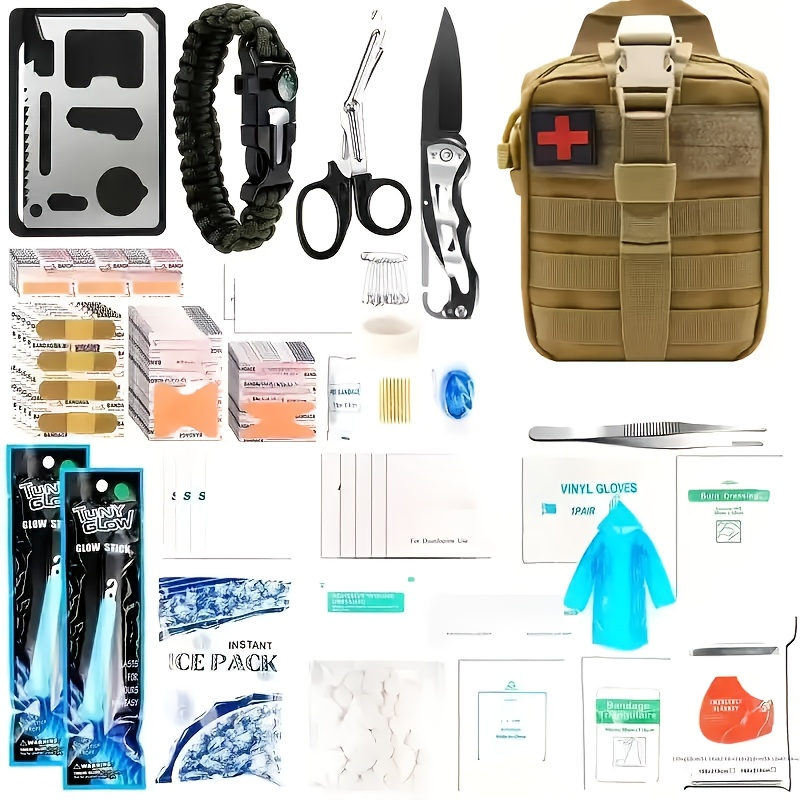 Survival Kit 160-in-1 Professional Emergency Gear with MOLLE Tactical Bag for Camping Hiking Hunting Outdoor Adventure Men