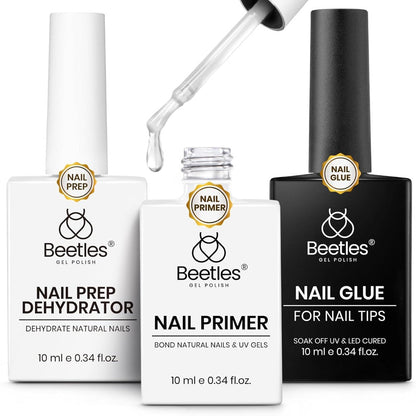 Nail Glue and Dehydrator Kit 3Pcs Acid-Free HEMA-Free – Professional Bond Primer Prep Set for Press On Nails Tips Extensions Gel Manicure Long Lasting Adhesion Gift for Women