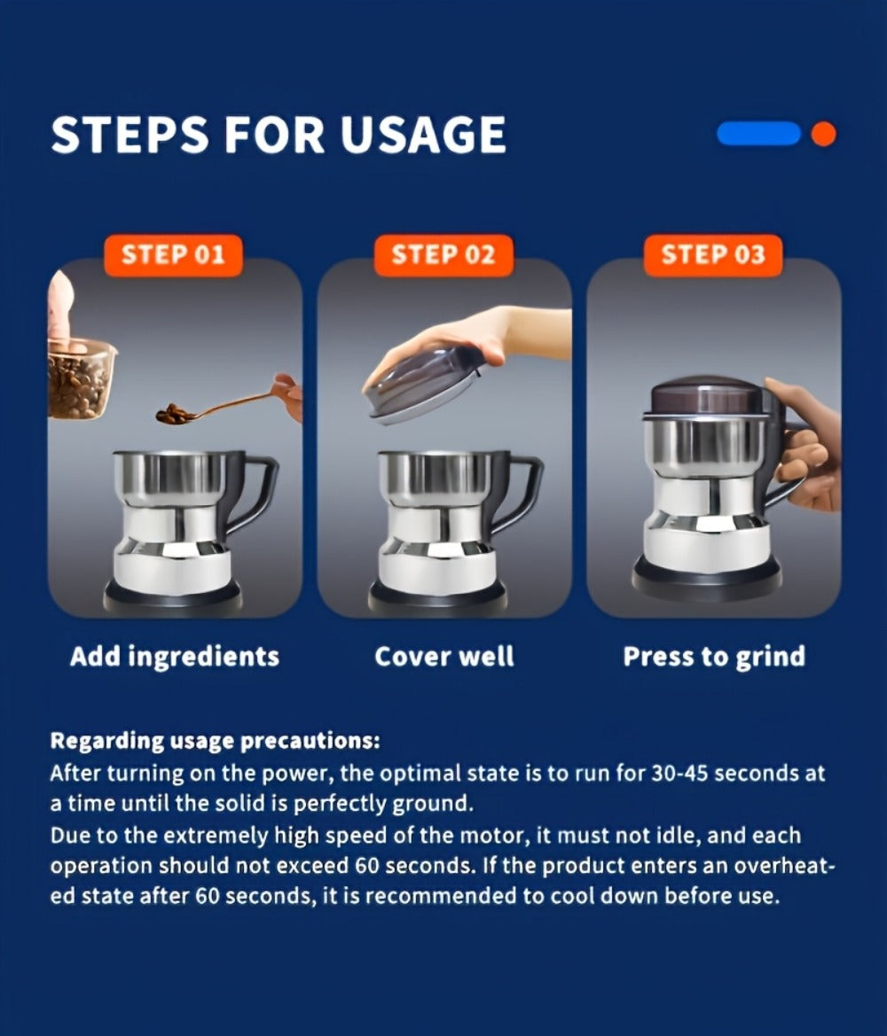 Electric Grain Grinder Mill – High-Speed Spice Coffee Herb Grinding Machine with Powerful Motor, Compact Design for Home Kitchen Use, 1 or 2 Piece Set Available