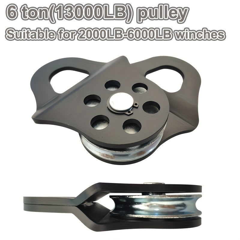 6-Ton Robust Winch Snatch Block, 13, 000 Lbs Load Capacity, Removable Surface, Made of Steel, Suitable for Trucks, Tractors, Atvs, Utvs, Perfect for Towing, Lifting, And Pulling in Off-Road Conditions