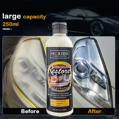 Car Headlight Restoration Fluid 8.5oz – Removes Yellowing, Oxidation & Haze | Crystal Coating Refurbishment Agent for Plastic Headlamp Lenses | Treats 6-10 Headlights