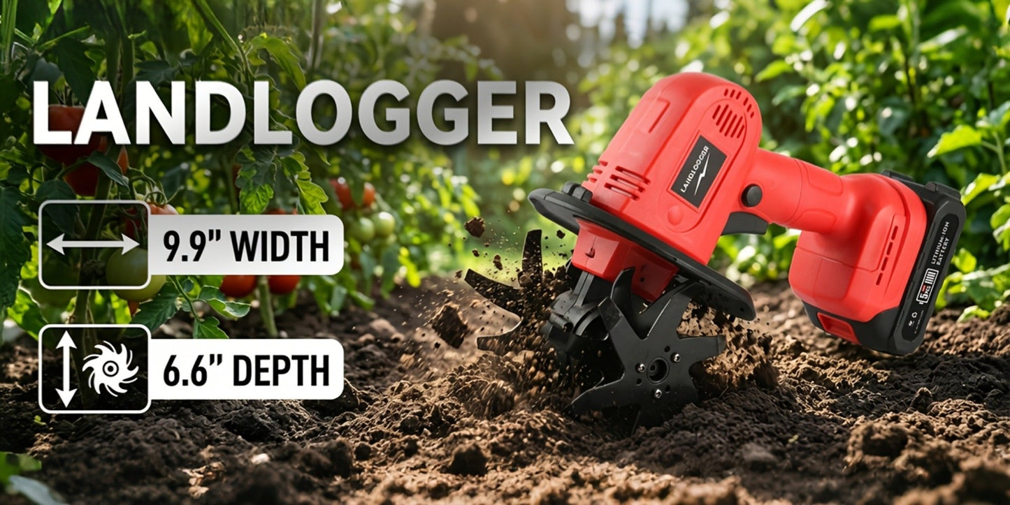 Cordless Electric Cultivator 20V Lightweight Handheld Rotary Tiller – 9-Inch Width 6.6-Inch Depth, 1 or 2 Batteries & Charger, Garden Soil Tiller for Courtyard Farmland Vegetable Garden Raised Bed