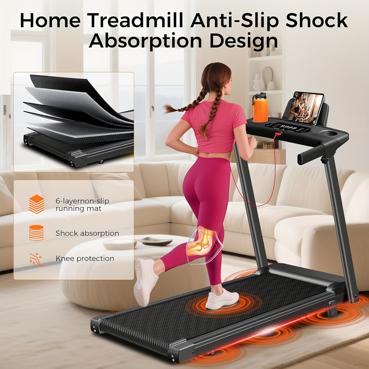 Folding Treadmill 3-in-1 with 14% Auto Incline & Handle – 3.0HP Quiet Walking Pad for Home, 300LBS Capacity, Portable Under Desk Treadmill for Walking, Jogging & Running