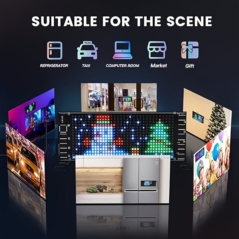[Flexible LED Matrix Panel]LED Matrix Panel Identification, with USB Power Supply, Application Control and Remote Control; Flexible, DIY Programmable Lighting, Suitable for Cars, Stores, Hotels, Holidays; Easy to Install, Durable Design(No Remote