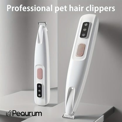Pet Grooming Clippers USB & Battery Powered - Low Noise Electric Hair Trimmer for Cats Small Dogs, Cordless Rechargeable Pet Clipper for Face Paws Body, Portable Travel Grooming Tool, White