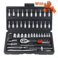 Heavy-Duty 1/4-Inch Drive Socket Set with Quick-Release Ratchet, Screwdriver Kit & Extension - -Socket Storage Case Included - Durable Construction for Professional Mechanics & DIY - Compatible for Automobiles, Trucks