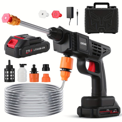 Cordless Pressure Washer 300W - 6-in-1 Nozzle, 1.3GPM Handheld Car Wash Gun with 15000mAh Battery, 60-Min Runtime for Car, Home, Garden & Floor Cleaning