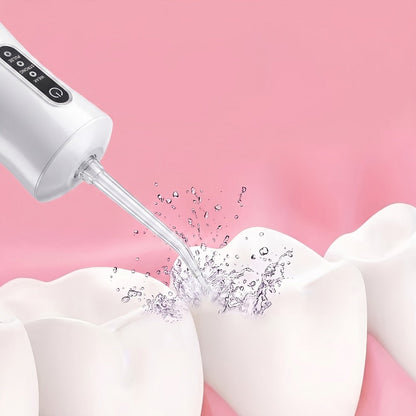 Adjustable Pressure Water Flosser with Interchangeable Nozzles — USB Rechargeable Smart Electric Oral Irrigator for Deep Teeth & Gum Cleaning, Portable Travel-Ready Dental Care Gift for Women Men