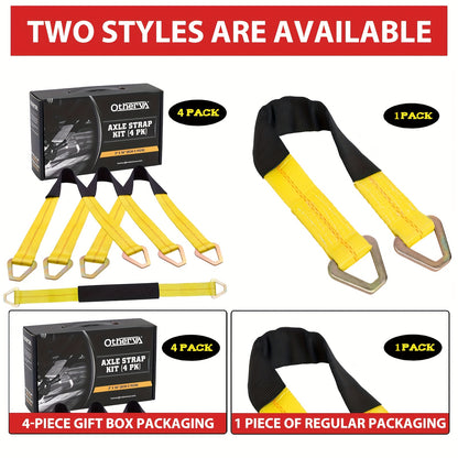 Otherya 2" X 36" Long Axle Tie Down Straps, Car Towing Truck Tie Down Towing Wrecker, Axle Tow Straps, Heavy Duty Protective Covers And D-Rings For Peace Of Mind - For Cars, Trucks, Trailers, UTVs And More! (4pc/1PC) Christmas Gifts