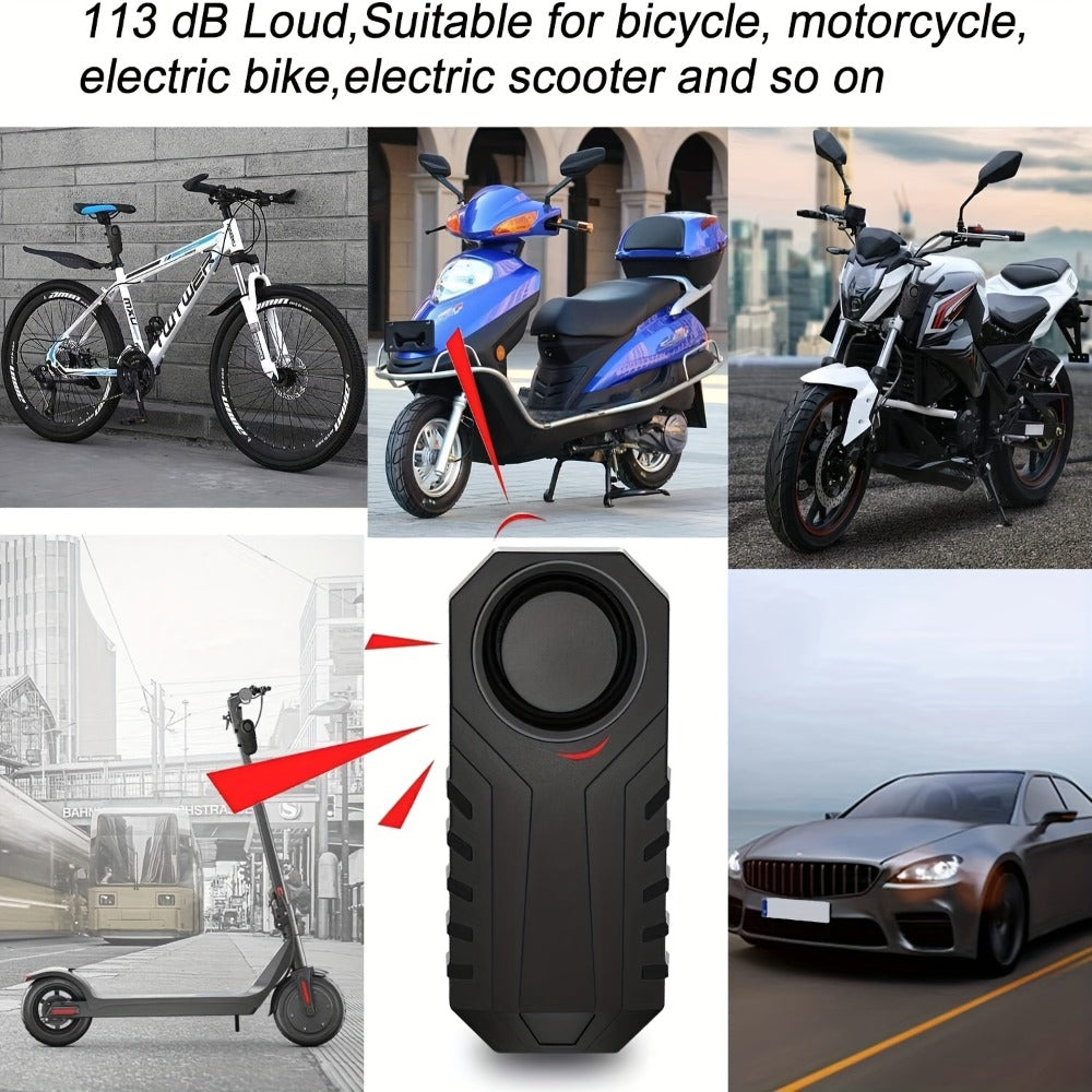 Motorcycle Alarm Anti-Theft 113dB – Wireless Remote, Adjustable Volume & Motion Sensitivity, Universal Handlebar Strap for Motorcycle, Moped, Scooter & Bike Security System
