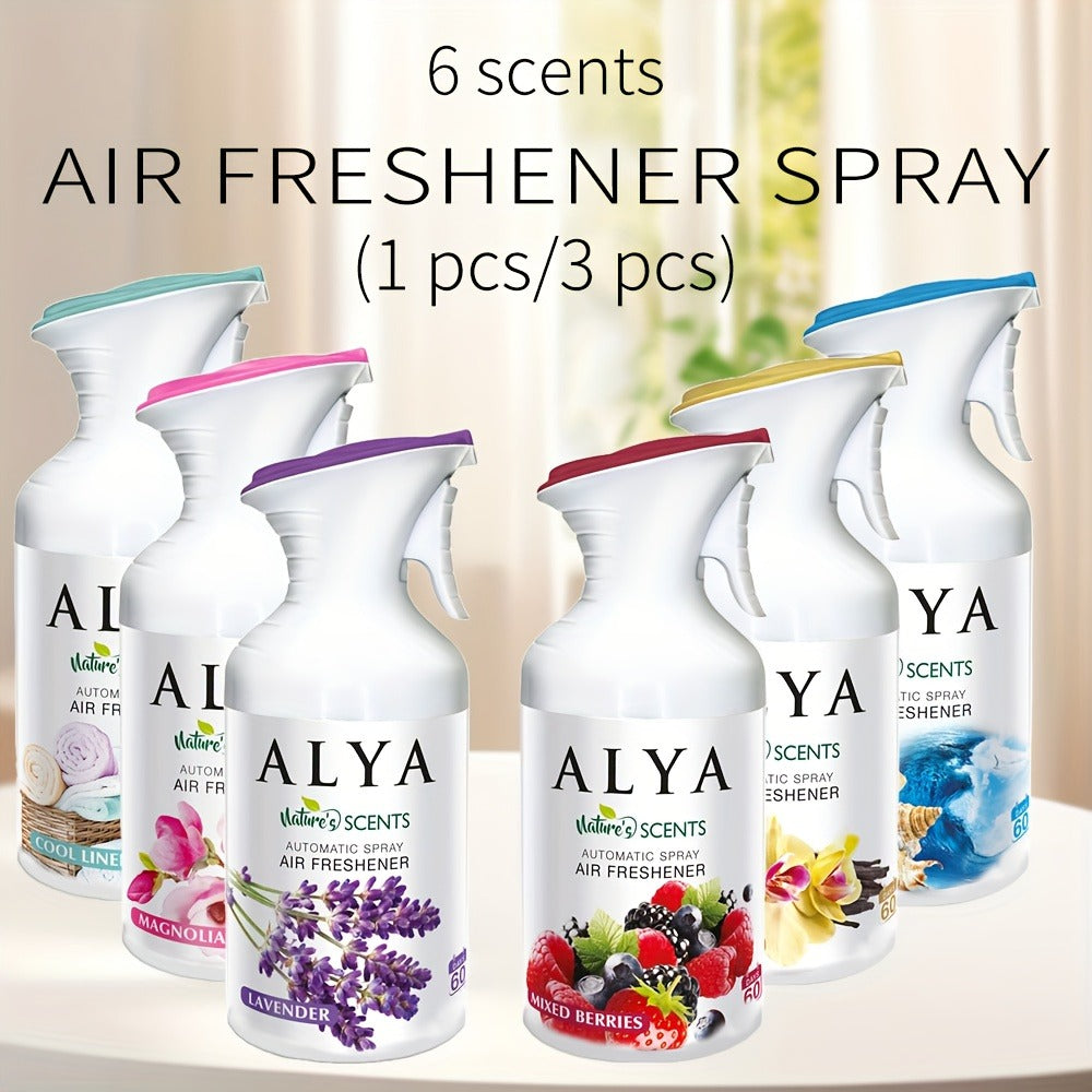Aromatherapy Air Freshener Spray 8.45oz – 6 Scents: Lavender, Magnolia, Mixed Berries, Ocean, Cool Linen & Vanilla, Multi-Purpose Odor-Fighting Room Spray for Car, Home, Office, Bathroom & Closet (1 or 3 Pack)