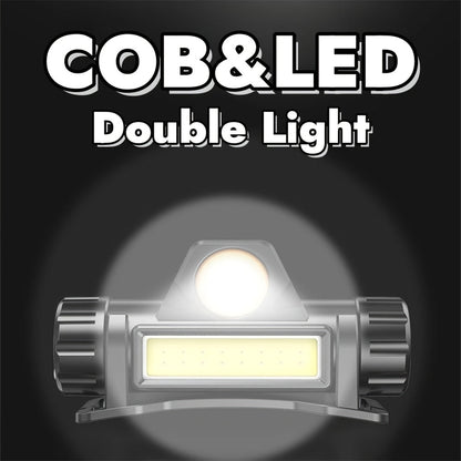 Rechargeable Headlamp 4 Pack, COB LED Head Lamp with Magnetic Base, USB Rechargeable Super Bright Headlight, Hands-Free Work Light for Camping Hiking Fishing Running Cycling, Hard Hat Clip Included