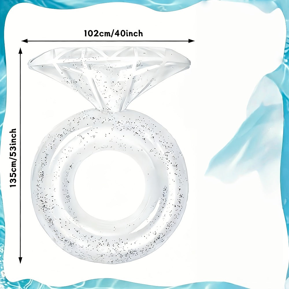 Giant Engagement Ring Pool Float 49×31 Inch Inflatable Diamond Ring Floatie for Bachelorette Party Bridal Shower Wedding Pool Decoration Adults Gold White Pink