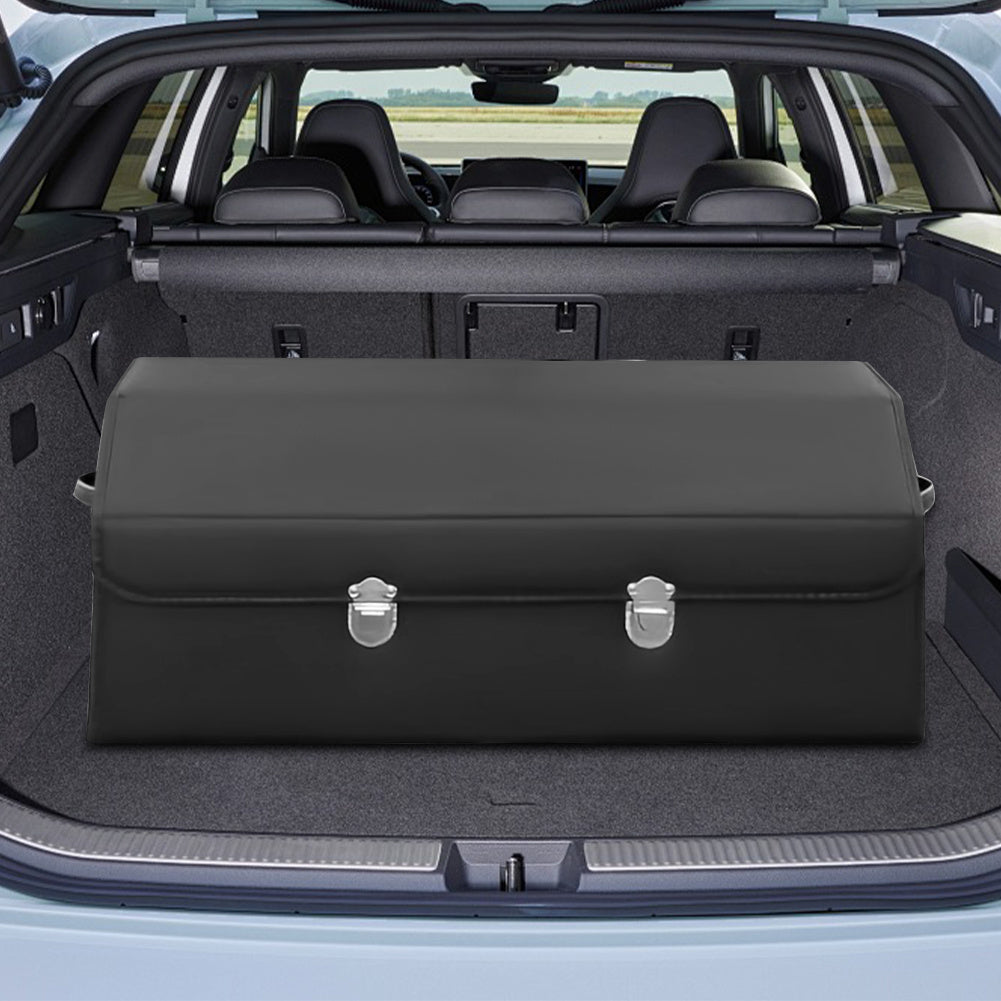 Car Trunk Storage Box PU Leather Auto Multiues Tools Storage Box Large Capacity Folding Auto Organizer Box for SUV Cars Stowing Tidying