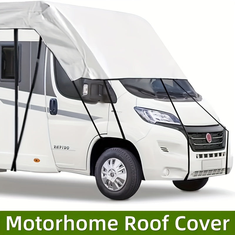 RV & Motorhome Cover, Polyester Travel Trailer Protector, Snow Frost Leaf Dust Rain Sun Protection, with Convenient Storage Bag, Adjustable Straps + Hooks, Easy Installation RV & Trailer Covers