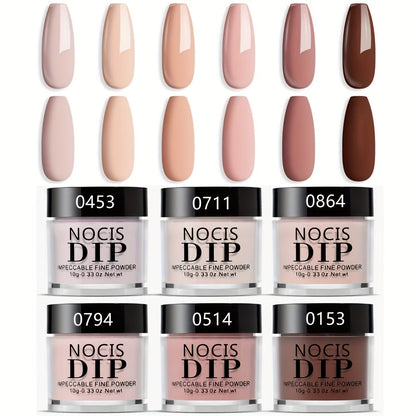 Nude Dipping Powder Set 6 Colors Light Beige Brown Neutral Shades Odorless Acrylic Nail Powder for French Manicure 3D Nail Art Extensions Carving No Lamp Gift for Women