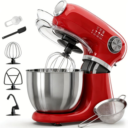 Bowl-Lift Stand Mixer 5.5 Qt 4-in-1 Electric Vertical Mixer 350W 12-Speed with Pulse Stainless Steel Bowl Dough Hook Whisk Mixing Paddle for Cake Bread Dough Black Red