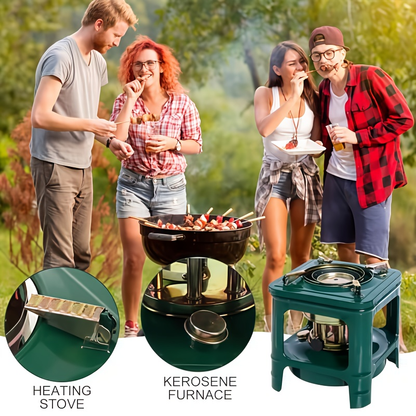 Portable Kerosene Paraffin Camping Stove Outdoor Heater Adjustable Flame Lightweight Military Green Stove for Camping Picnic Barbecue Backpacking Survival Emergency