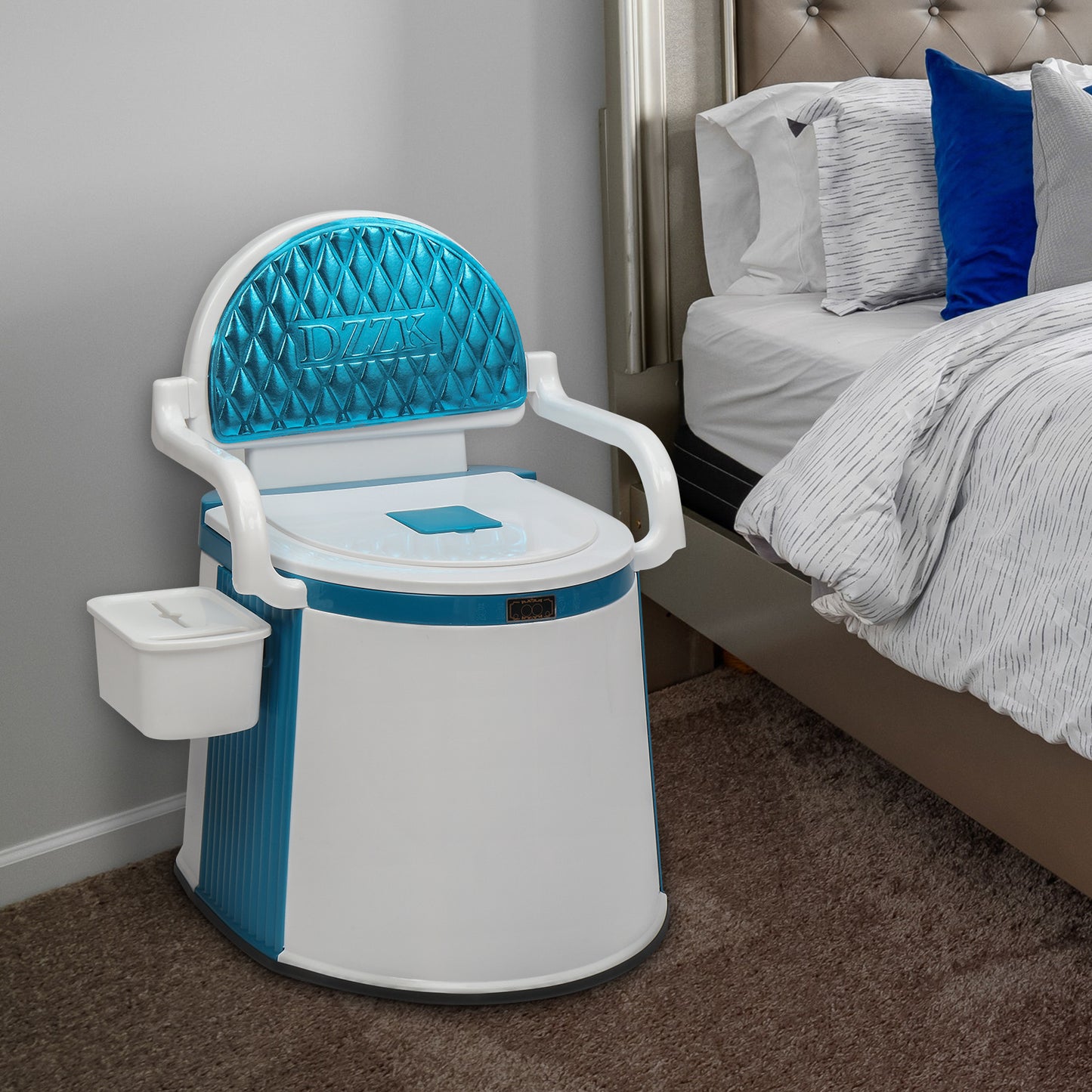 Portable Toilet, Lightweight RV Porta Potty, Bedside Commode with Detachable Inner Bucket & Removable Storage Box for Boat Van Hiking Fishing Bathroom Hospital Camping