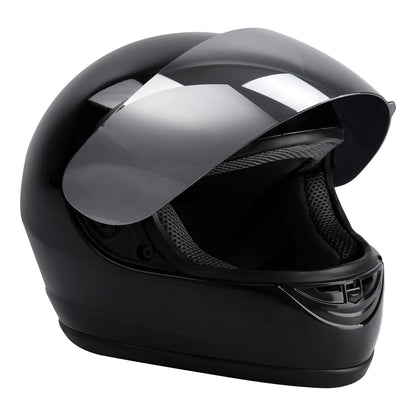 TCMT Motorcycle Mirror Shield Gloss Black FullFace DOT Adult Helmet Size S/M/L/XL
