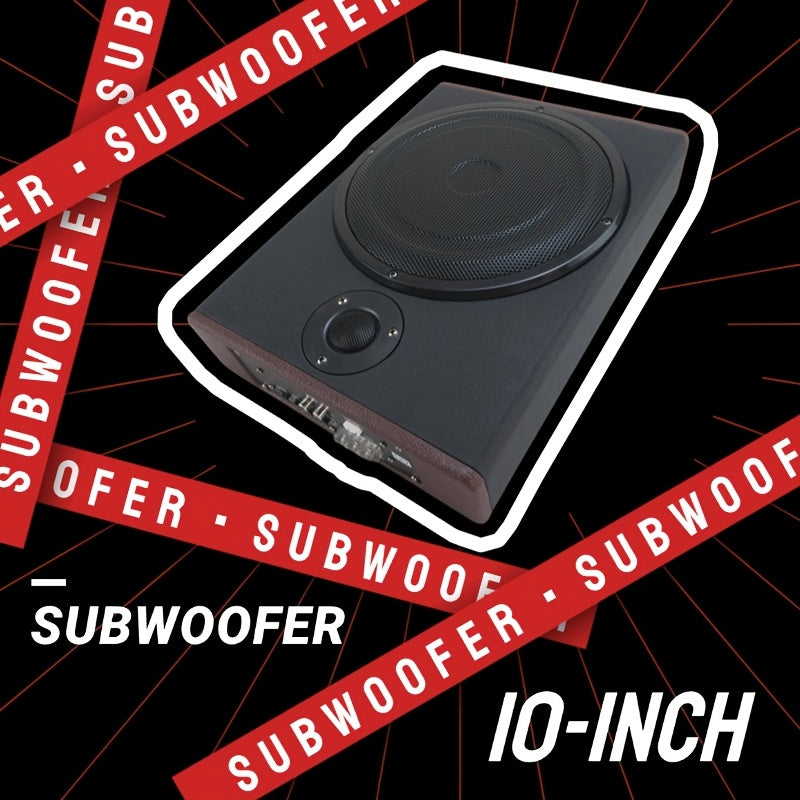 10 Inch 2200W Car Under-Seat Sub Woofer Active Powered Amplifier Bass Enclosed Subwoofer System Car Super Slim Under Seat Power Hifi Audio Processor