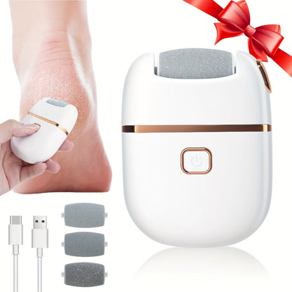 Electric Callus Remover Rechargeable Foot Grinder with 3 Replacement Heads 2 Speed Settings IPX5 Waterproof USB Charging Portable Pedicure Tool for Cracked Heels Dead Skin Women Men