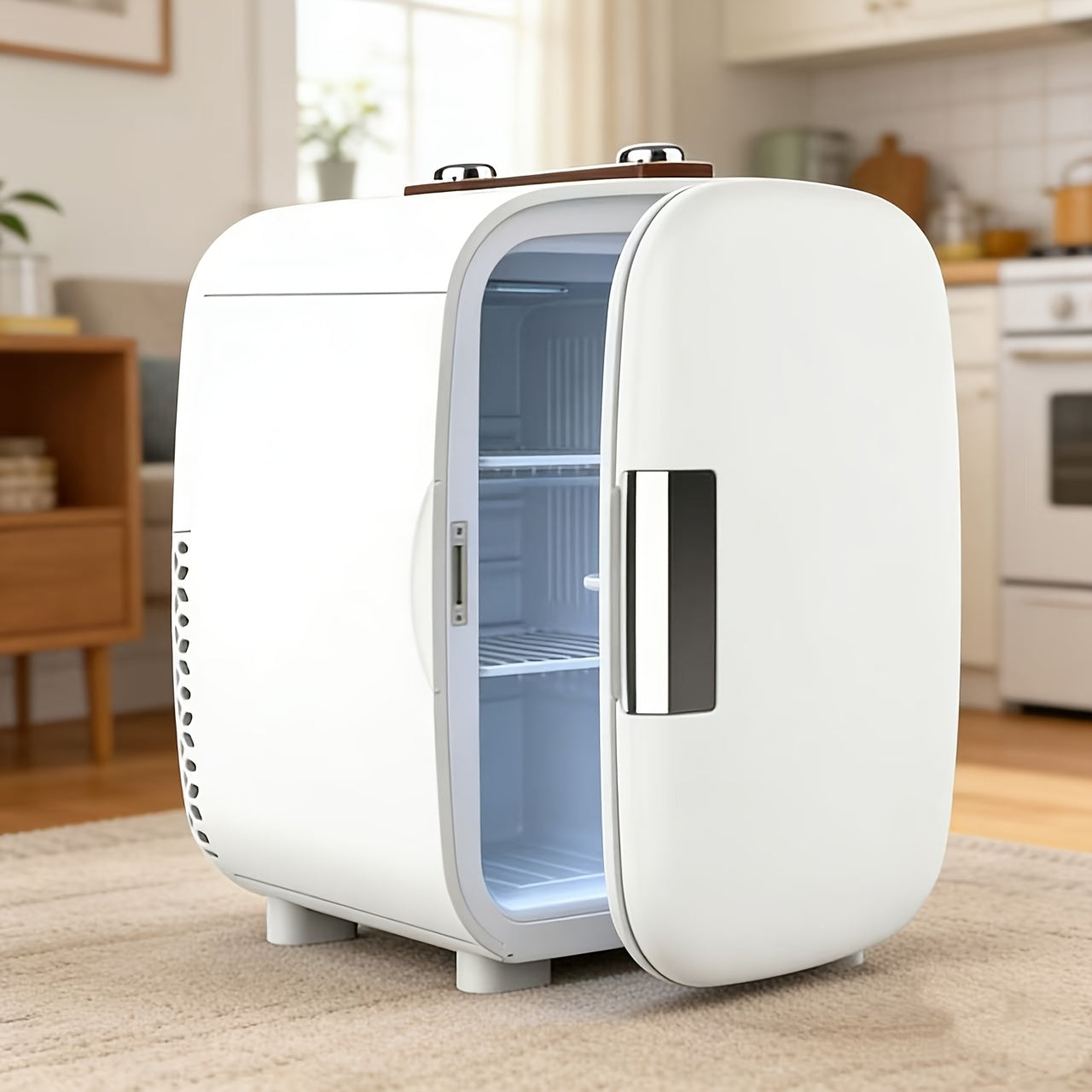 Mini Car Refrigerator, 4 Liter Compact Cooler & Warmer with 120V AC & 12V DC – Portable Mini Fridge for Car, Travel, Outdoor, Bedroom and Home Use, Available in Red and White