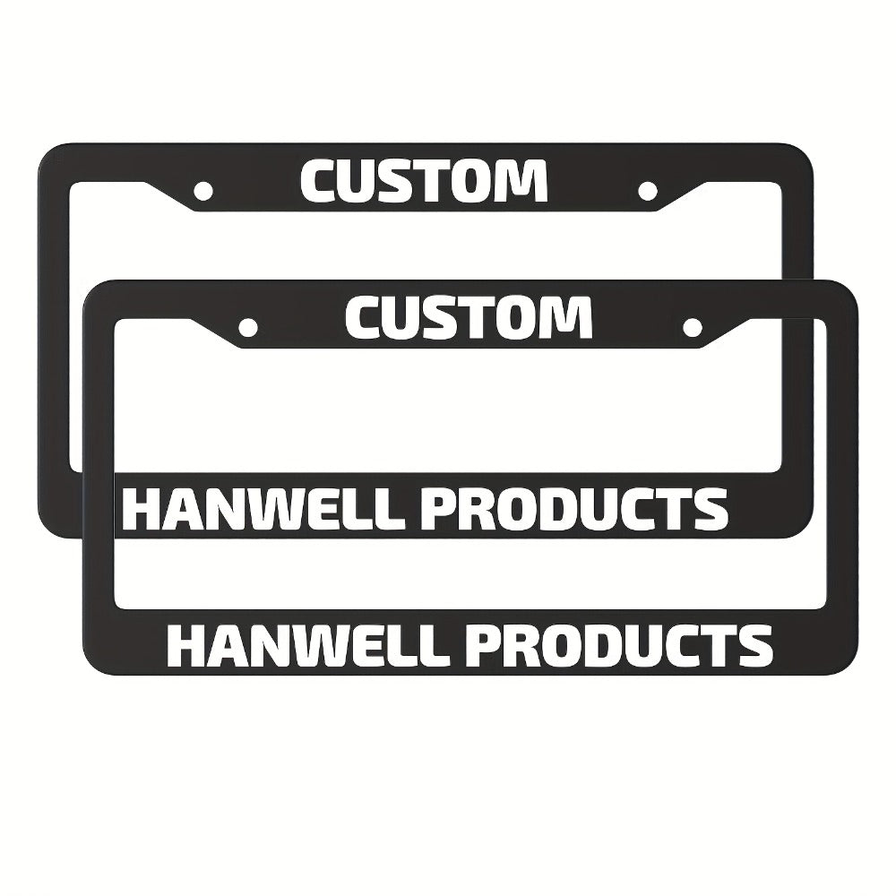 Custom License Plate Frame – 6 Font Styles, Heavy-Duty Weather-Resistant Car Tag Holder, Personalized Front & Rear License Plate Border Cover