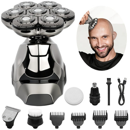 8D Electric Head Shaver for Men IPX5 Waterproof Wet Dry Rotary Shaver LED Digital Display Beard Nose Hair Trimmer Multi-Function Kit WK5810 ZN6100 Replacement Blades