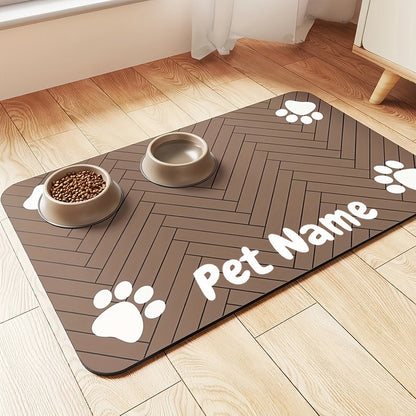 Pet Feeding Mat – Anti-Slip Waterproof Quick-Dry Paw Print Dog & Cat Bowl Pad, Stain-Resistant with Bone Pattern, 3 Styles, 11.81x15.75 Inch