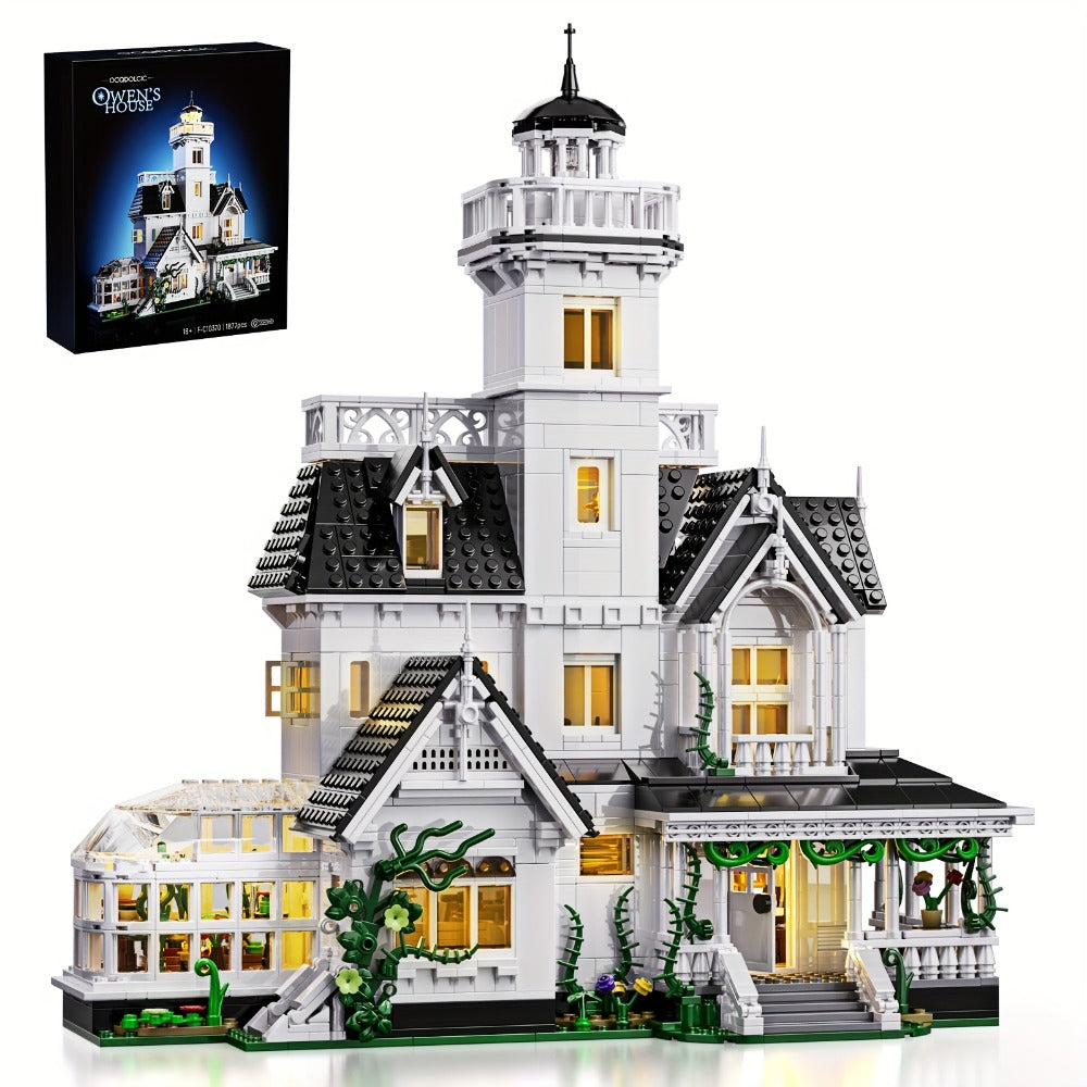 Owen's House Building Block Set 1877pcs – Victorian Architecture Movie-Inspired Collectible Brick Kit with Interior Details, 3 Floors & Observation Deck, Adult Teen Gift Birthday Christmas Halloween