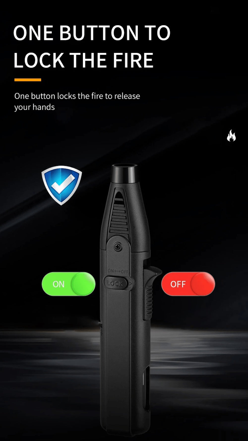 1300°F Torch Lighter 5pcs Blue Flame Windproof Refillable with Safety Lock - Jet Flame for Candles, Grill, BBQ & Camping | Gift Box Available | Butane Not Included