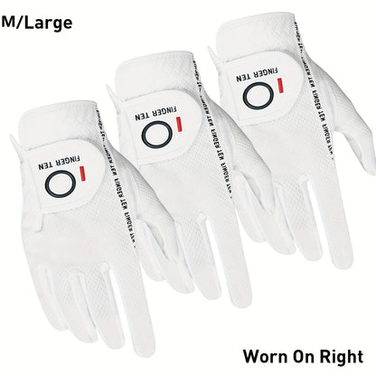 Wet Weather Golf Gloves Rain Grip 3-Pack for Men | Breathable Water-Resistant Golf Gloves for Left & Right Hand – Durable Comfortable Fit in Hot & Wet Conditions (Black, Gray, White | S–3XL)