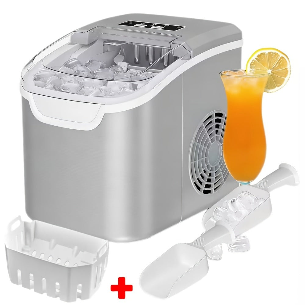 Pebble Ice Maker Countertop – 26 Lbs/24H, 2 Ice Cube Sizes, Sonic Bullet Ice Machine, Auto-Cleaning, Stainless Steel, Ice Scoop & Basket, Optional Descaler Kit for Home, Kitchen, Camping & RV