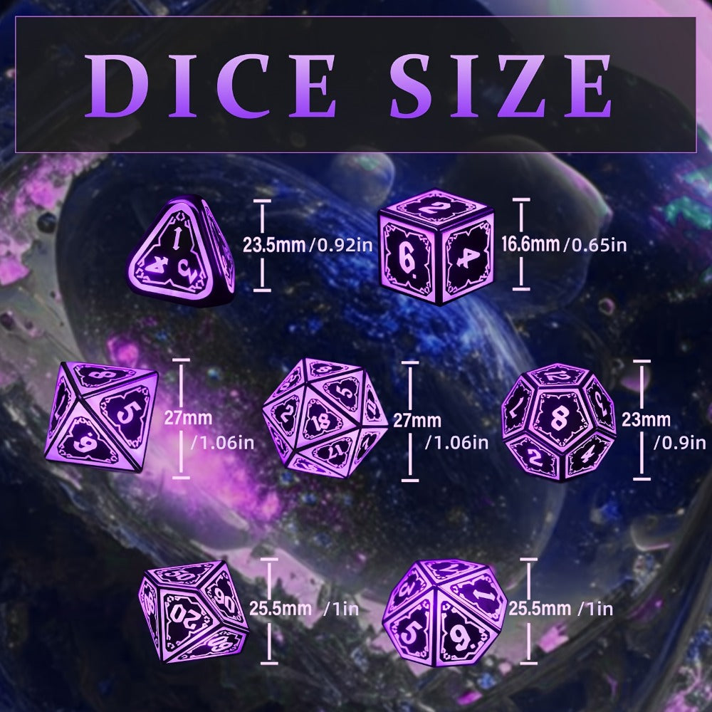 Glowing DnD Dice Set with Wireless Rechargeable Charging Case – 7-Piece LED Light Up Polyhedral Dice D4 D6 D8 D10 D12 D20 for Dungeons & Dragons, Pathfinder & Tabletop RPG, 6-Hour Battery, Mixed Blue Purple, Unique Gamer Gift