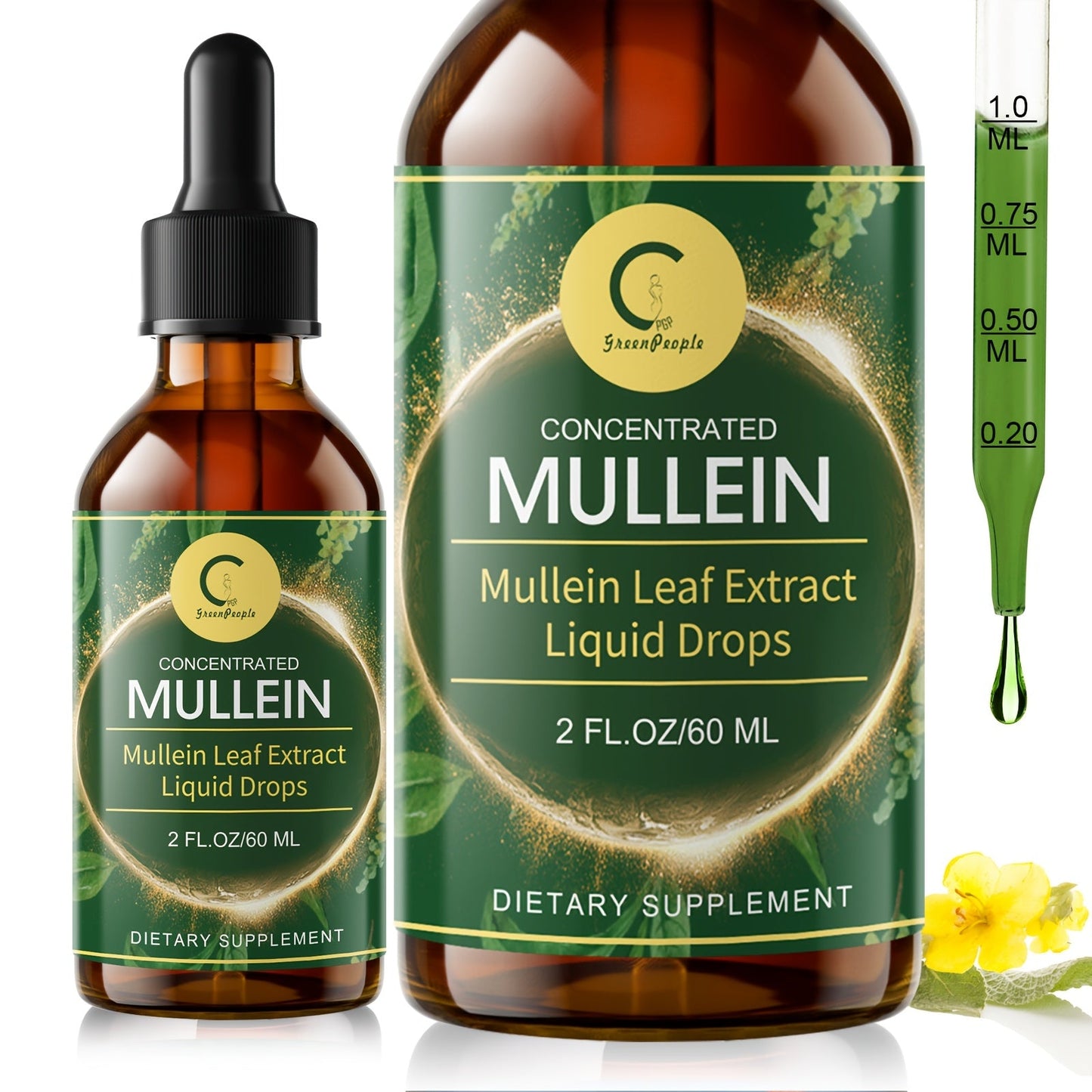 Mullein Leaf Liquid Tincture for Lung & Respiratory Health — Fast-Absorbing Herbal Drops for Breathing Support, Immune Defense & Digestive Wellness | Natural Extract | 2 fl oz