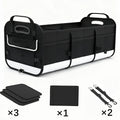 Foldable 25.1gal Car Trunk Organizer | Multi-Compartment Storage with 4 Compartments and 2 Retractable Straps, Ideal for Travel, Camping, Shopping, Fits SUVs, Trucks, Minivans
