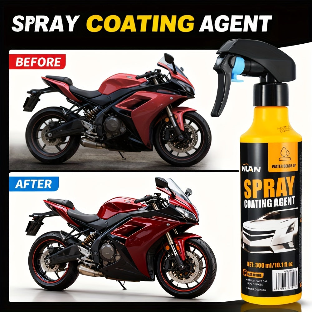 10.14oz NUAN Car Paint Coating & Restoration Solution Stain-Resistant Rainproof Multi-functional Cleaning and Coating Spray- Effectively Cleans Stains, Brightens Car Paint, Provides Quick Coating, and Offers Long-lasting Protection for Car Paint