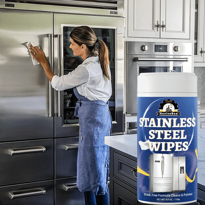 Stainless Steel Cleaning Wipes Kitchen 1 or 2 Barrel - Gentle Formula Safe for Hands, Quick Deep Cleaning of Stainless Steel Appliances Surfaces Sinks & Cookware, Streak-Free Kitchen Cleaning Wipes
