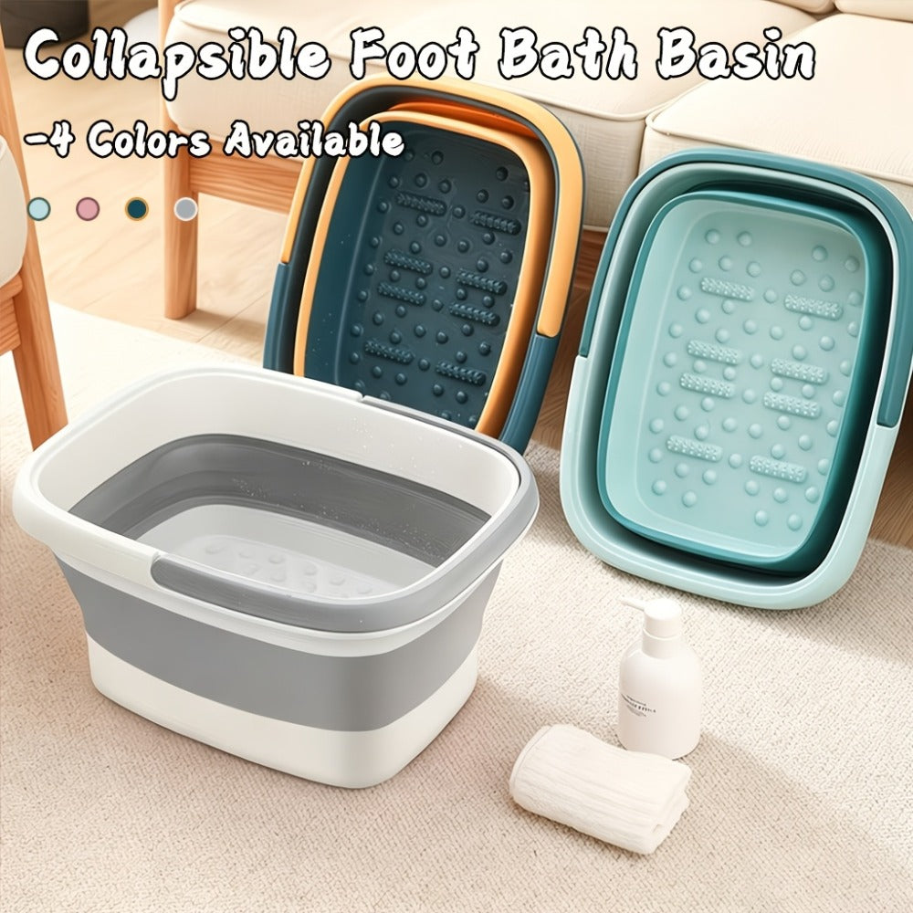 Collapsible Foot Bath Basin 3.96 Gal Foldable Foot Soak Tub with Massage Acupoints Handles Deep Soak Pedicure Home Spa Foot Relief Upgraded Plastic Bucket Green Pink Yellow