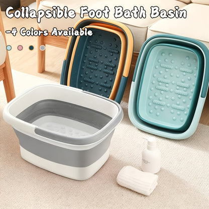 Collapsible Foot Bath Basin 3.96 Gal Foldable Foot Soak Tub with Massage Acupoints Handles Deep Soak Pedicure Home Spa Foot Relief Upgraded Plastic Bucket Green Pink Yellow