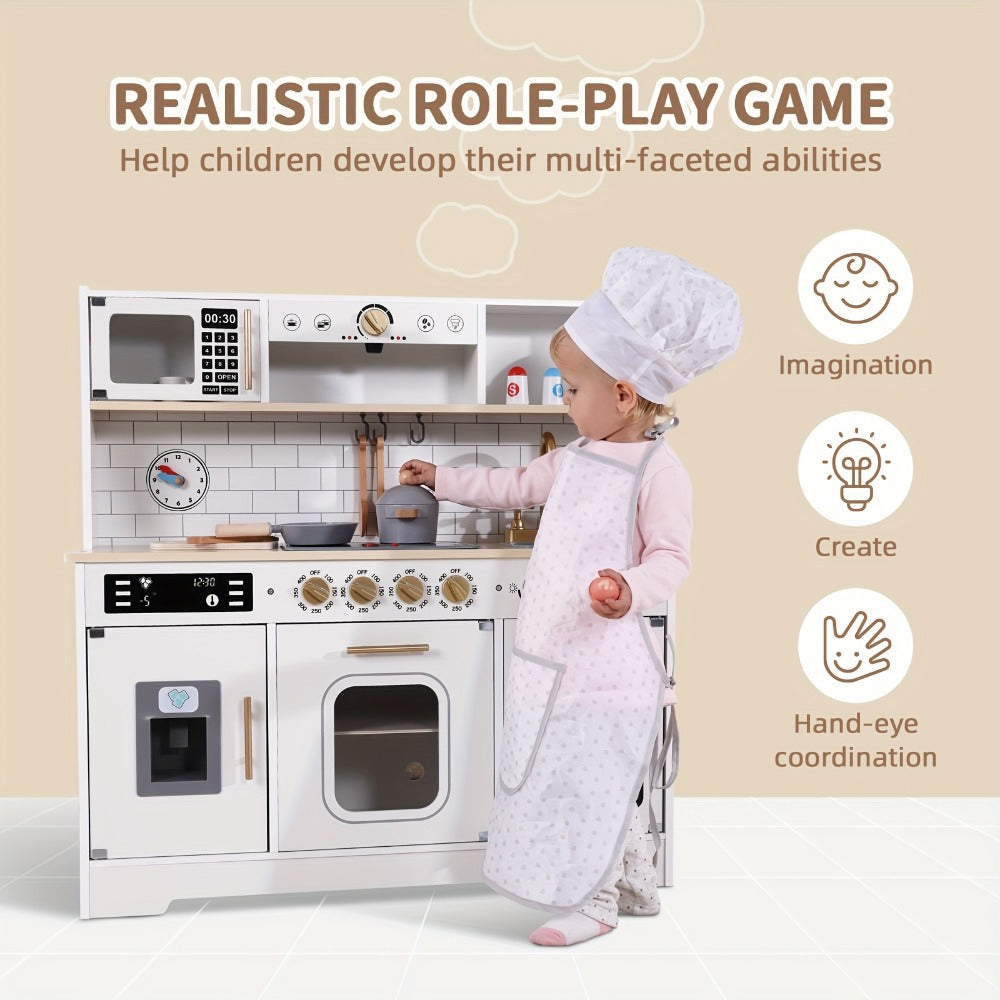 Kids Play Kitchen Set with Sink Oven Stove Dishwasher Coffee Maker Ice Maker Microwave – Realistic Pretend Play Kitchen for Toddlers Boys Girls Ages 3 4 5 6+