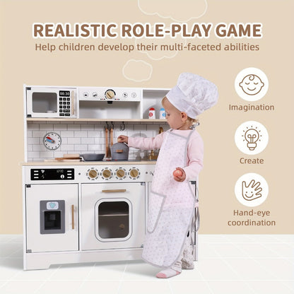Kids Play Kitchen Set with Sink Oven Stove Dishwasher Coffee Maker Ice Maker Microwave – Realistic Pretend Play Kitchen for Toddlers Boys Girls Ages 3 4 5 6+