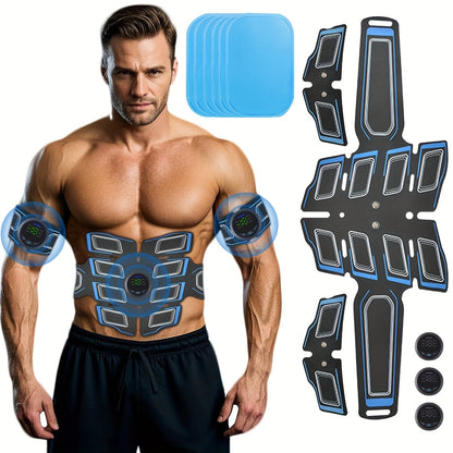 EMS Muscle Stimulator Fitness Belt 3-Piece Set 6 Modes 18 Intensity Levels USB Rechargeable Full Body Relaxation Massager