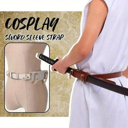 Samurai Sword Belt Holder – Japanese Katana Waist Holster for Anime Cosplay, Medieval Costume Prop, Real-Size Sabre Sleeve Carrier for Adults, Black & White