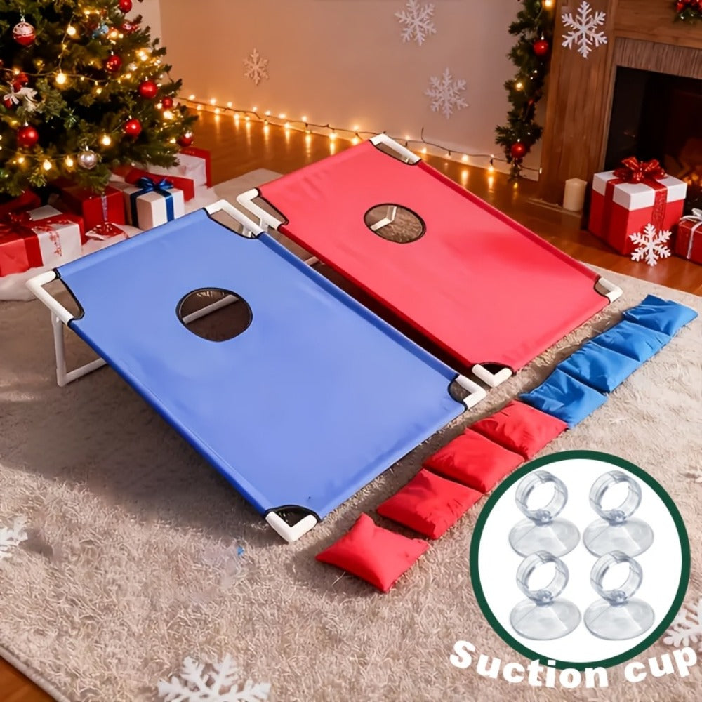Portable Cornhole Bean Bag Toss Game Foldable Board 12 Bean Bags Storage Bag Outdoor Backyard Camping Party Game Kids Adults Family Birthday Holiday Gift Red Blue